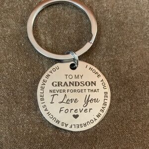 Grandson I Love You Forever Engraved Keychain - Silver